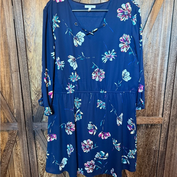 Maurices Dresses & Skirts - Maurices Navy Floral Long Sleeve Dress - Size XL